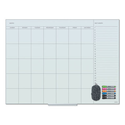 Floating Glass Dry Erase Calendar, Undated One Month, 48 X 36, White Surface