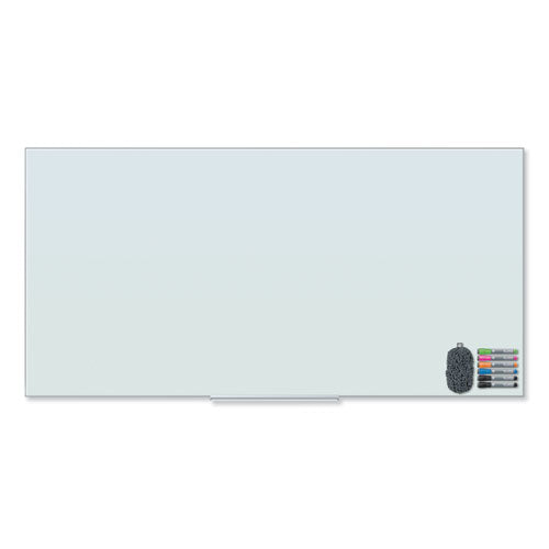 Floating Glass Dry Erase Board, 72 X 36, White Surface