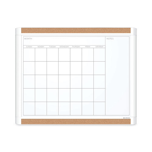 Pinit Magnetic Dry Erase Calendar With Plastic Frame, Monthly, 20 X 16, White Surface, White Plastic Frame