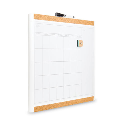 Pinit Magnetic Dry Erase Calendar With Plastic Frame, Monthly, 20 X 16, White Surface, White Plastic Frame