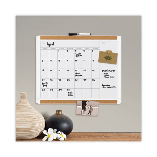 Pinit Magnetic Dry Erase Calendar With Plastic Frame, Monthly, 20 X 16, White Surface, White Plastic Frame