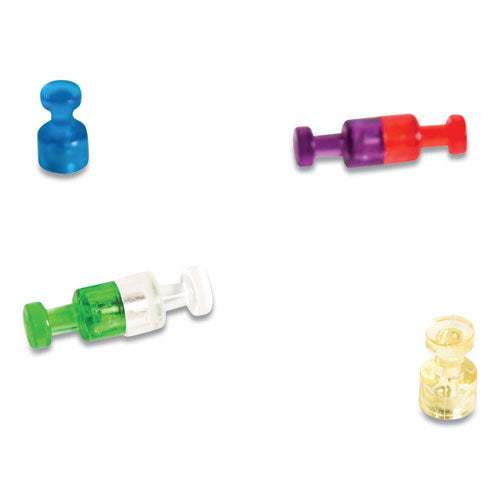 Magnetic Push Pins, Assorted Colors, 0.75" Diameter, 6/pack