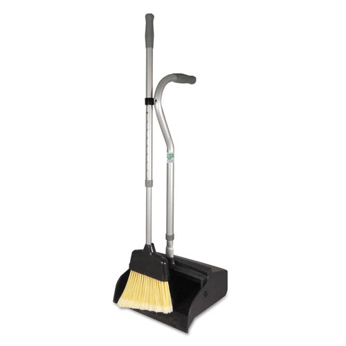 Telescopic Ergo Dust Pan With Broom, 12w X 45h, Metal, Gray/silver