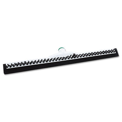 Sanitary Brush With Squeegee, Black Polypropylene Bristles, 18" Brush, Moss Plastic Handle