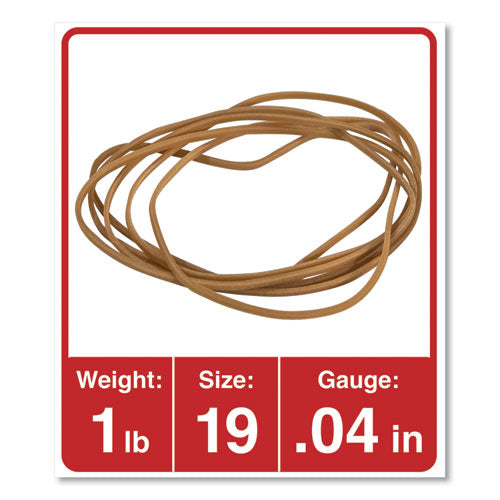 Rubber Bands, Size 19, 0.04" Gauge, Beige, 1 Lb Bag, 1,240/pack