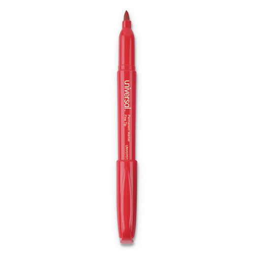 Pen-style Permanent Marker, Fine Bullet Tip, Red, Dozen