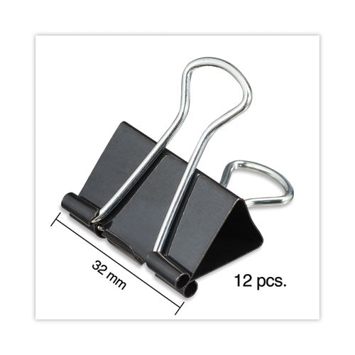 Binder Clips, Medium, Black/silver, 12/box