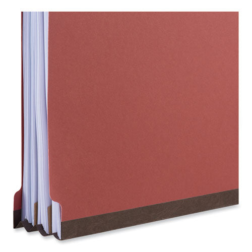 Six-section Pressboard Classification Folders, 2" Expansion, 2 Dividers, 6 Fasteners, Legal Size, Red Exterior, 10/box