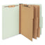 Eight-section Pressboard Classification Folders, 3" Expansion, 3 Dividers, 8 Fasteners, Legal Size, Green Exterior, 10/box