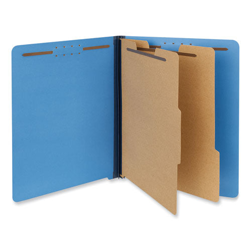 Bright Colored Pressboard Classification Folders, 2" Expansion, 2 Dividers, 6 Fasteners, Letter Size, Cobalt Blue, 10/box