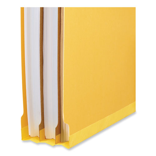 Deluxe Six-section Pressboard End Tab Classification Folders, 2 Dividers, 6 Fasteners, Letter Size, Yellow, 10/box