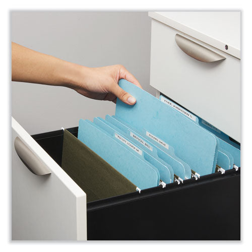 Top Tab Classification Folders, 2" Expansion, 2 Fasteners, Letter Size, Light Blue Exterior, 25/box