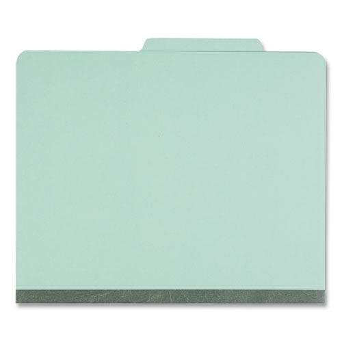 Six-section Classification Folders, Heavy-duty Pressboard Cover, 2 Dividers, 6 Fasteners, Letter Size, Light Green, 20/box