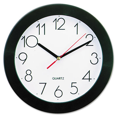 Bold Round Wall Clock, 9.75" Overall Diameter, Black Case, 1 Aa (sold Separately)