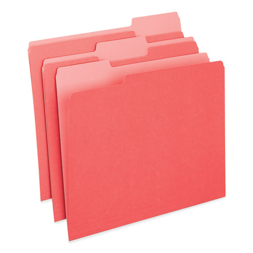 Deluxe Colored Top Tab File Folders, 1/3-cut Tabs: Assorted, Letter Size, Red/light Red, 100/box