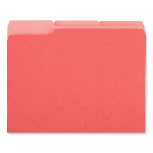 Deluxe Colored Top Tab File Folders, 1/3-cut Tabs: Assorted, Letter Size, Red/light Red, 100/box