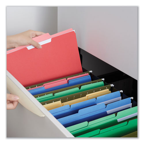 Deluxe Colored Top Tab File Folders, 1/3-cut Tabs: Assorted, Legal Size, Red/light Red, 100/box
