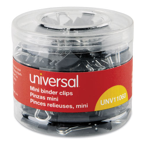 Binder Clips With Storage Tub, Small, Black/silver, 40/pack