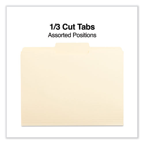 Top Tab File Folders, 1/3-cut Tabs: Center Position, Letter Size, 0.75" Expansion, Manila, 100/box