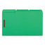 Deluxe Reinforced Top Tab Fastener Folders, 0.75" Expansion, 2 Fasteners, Legal Size, Green Exterior, 50/box