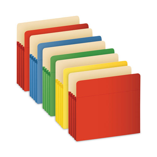 Redrope Expanding File Pockets, 3.5" Expansion, Letter Size, Assorted Colors, 5/box