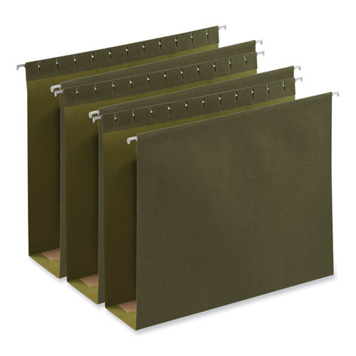 Box Bottom Hanging File Folders, 3" Capacity, Letter Size, 1/5-cut Tabs, Standard Green, 25/box