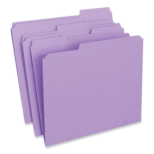 Reinforced Top-tab File Folders, 1/3-cut Tabs: Assorted, Letter Size, 1" Expansion, Violet, 100/box
