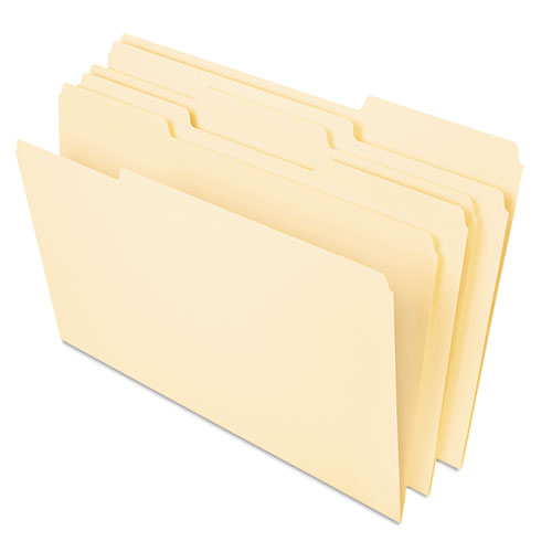 Deluxe Heavyweight File Folders, 1/3-cut Tabs: Assorted, Letter Size, 0.75" Expansion, Manila, 50/pack