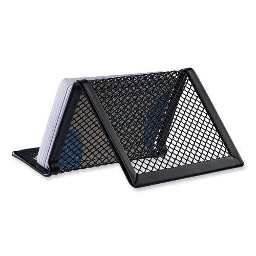 Mesh Metal Business Card Holder, Holds 50 2.25 X 4 Cards, 3.78 X 3.38 X 2.13, Black
