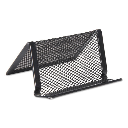 Mesh Metal Business Card Holder, Holds 50 2.25 X 4 Cards, 3.78 X 3.38 X 2.13, Black