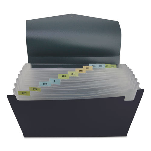 Poly Expanding Files, 13 Sections, Cord/hook Closure, 1/12-cut Tabs, Letter Size, Black/steel Gray