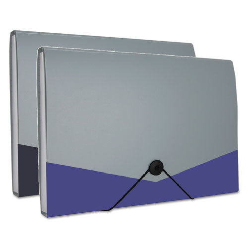 Poly Expanding Files, 13 Sections, Cord/hook Closure, 1/12-cut Tabs, Letter Size, Metallic Blue/steel Gray