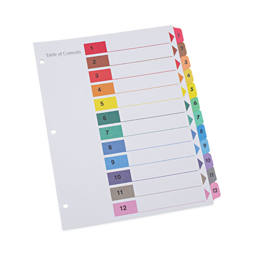 Deluxe Table Of Contents Dividers For Printers, 12-tab, 1 To 12; Table Of Contents, 11 X 8.5, White, 6 Sets