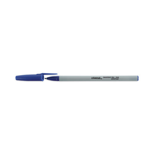 Ballpoint Pen, Stick, Fine 0.7 Mm, Blue Ink, Gray Barrel, Dozen