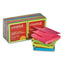 Fan-folded Self-stick Pop-up Note Pads, 3" X 3", Assorted Neon Colors, 100 Sheets/pad, 12 Pads/pack
