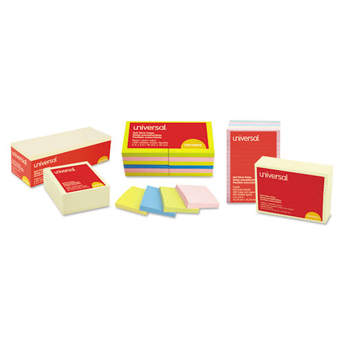 Self-stick Note Pads, Note Ruled, 4" X 6", Yellow, 100 Sheets/pad, 12 Pads/pack