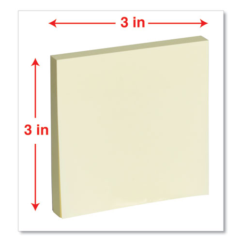 Self-stick Note Pad Value Pack, 3" X 3", Yellow, 100 Sheets/pad, 18 Pads/pack