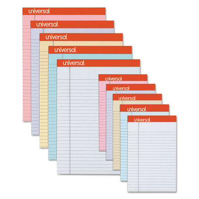 Colored Perforated Ruled Writing Pads, Wide/legal Rule, 50 Assorted Color 8.5 X 11.75 Sheets, 6/pack