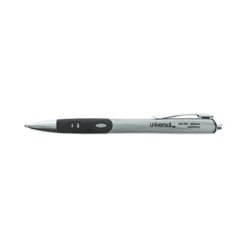 Comfort Grip Gel Pen, Retractable, Medium 0.7 Mm, Black Ink, Silver Barrel, 36/pack