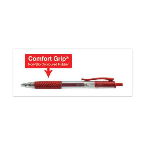 Comfort Grip Gel Pen, Retractable, Medium 0.7 Mm, Red Ink, Translucent Red Barrel, Dozen