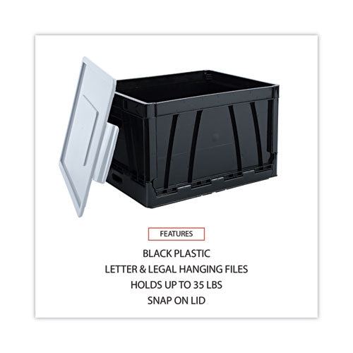 Collapsible Crate, Letter/legal Files, 17.25" X 14.25" X 10.5", Black/gray, 2/pack
