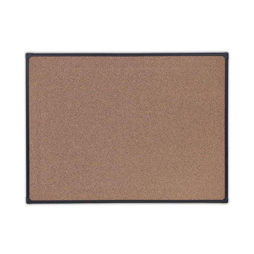 Tech Cork Board, 48 X 36, Cork Surface, Black Aluminum Frame