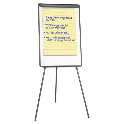 Dry Erase Board With Tripod Easel, 29 X 41, White Surface, Black Frame