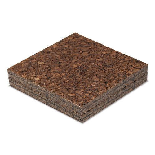 Cork Tile Panels, 12 X 12, Dark Brown Surface, 4/pack