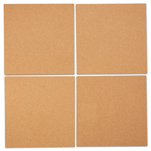 Cork Tile Panels, 12 X 12, Brown Surface, 4/pack