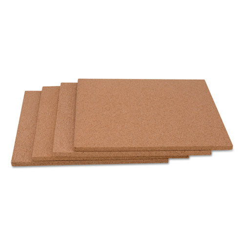 Cork Tile Panels, 12 X 12, Brown Surface, 4/pack