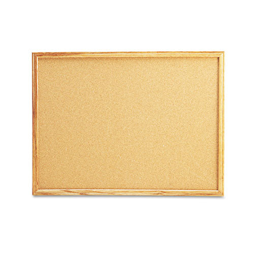 Cork Board With Oak Style Frame, 48 X 36, Natural Surface