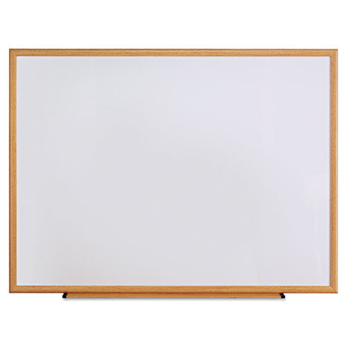 Deluxe Melamine Dry Erase Board, 48 X 36, Melamine White Surface, Oak Fiberboard Frame
