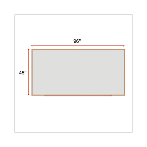 Deluxe Melamine Dry Erase Board, 96 X 48, Melamine White Surface, Oak Fiberboard Frame
