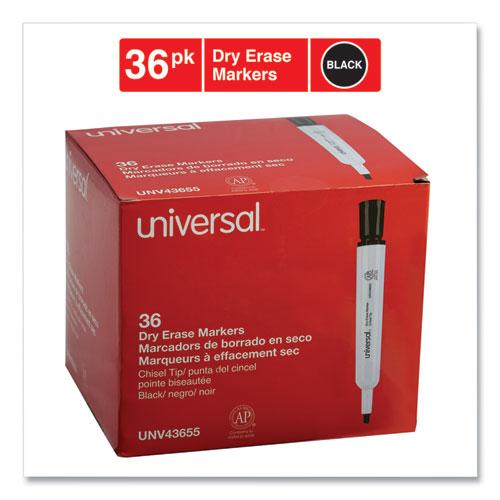 Dry Erase Marker Value Pack, Broad Chisel Tip, Black, 36/pack